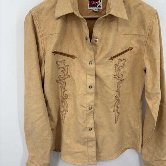 Vintage Panhandle Slim Pearl Snap Shirt Women Medium Western Embroidered Gaucho - Picture 5 of 10